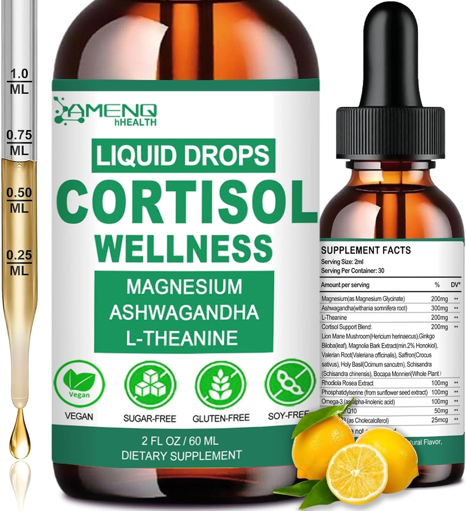 Cortisol Kosttilskud til kvinder og mænd, 16- in-1 Cortisol Reducer Detox Manager w. Magnesium, Ksm- 66 Ashwagandha, L- Theanine, Rhodiola, Phosphatidylserin til nedre cortisol, Recess Mood, Focus Support