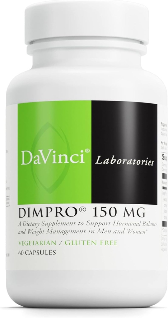 DAVINCI Labs DIMPro 150mg - Hjælper support Hormonal Balance, Østrogen Metabolisme & mere med DIM * - Gluten- Free - 60 kapsler (60 Servere)