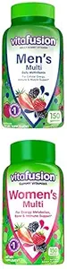 Bundle af vitafusion Voksne Gummy Vitaminer til mænd, Berry Flavored Daily Multivitaminer til mænd, 75 Day Supply, 150 Count + Vitafusion Dame Multivitamin Gummies, 75 Days Supply, 150 Count