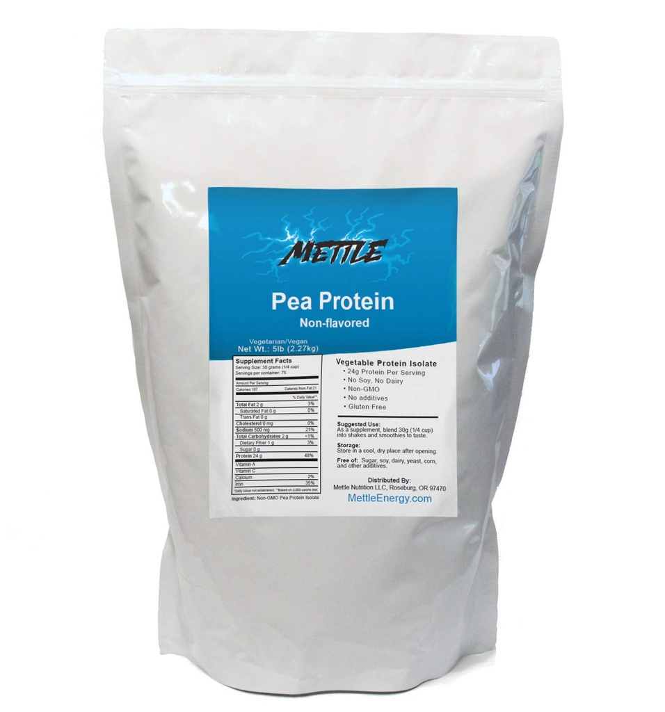 Pea Protein Powder - 5 Pund - Bulk Pure Supplement (Unflavored) - Mettle Pea Protein Isolate