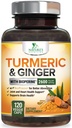Gurkemeje Supplement 2600mg - med Økologisk Ginger & Gurkemeje, BioPerine Black Pepper Extract 95% Curcuminoider - Avanceret Absorption Joint & Antioxidant Extra Strength Support - 120 kapsler