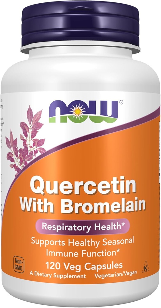 Now Foods Supplements, Quercetin med bromelain, Balanceret immunsystem *, 120 Veg kapsler