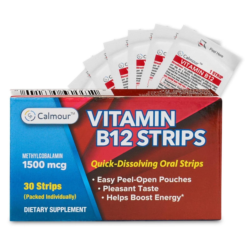 Vitamin B12 Strips 30 Pack Removal 124; Nem oral opløselig Mint Flavored Strips Removal 124; 1500 mcg Strips Removal 124; VIT B12 Opløs under tungue Removal 124; Methylcobalamin B- 12 Vitamin Formel 124; Vegan Friendly & Gluten Free