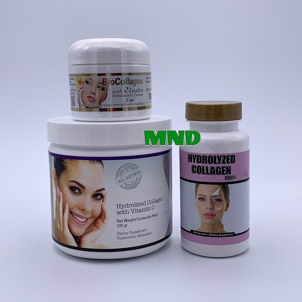 BIO HYDROLIZED Collagen Plus C-vitamin Pulver Sunde hårpiller Elastin Cream