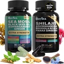 Boysea. Shilajit og Sea Moss Bund- 90 Greve - Sea Moss, Black Seed Oil, Ashwagandha, Ginger & Shilajit, Rhodiola Rosea, Alle i 1 Kosttilskud (1 Pc)