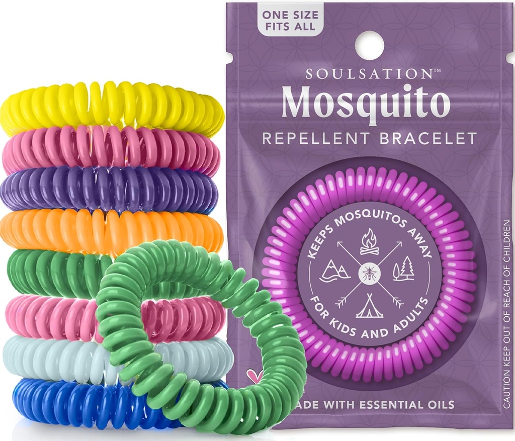 15 Pack Mosquito Repellent Bracelets, DEET-Free for Kids & Adults, Individually Wrapped Bands