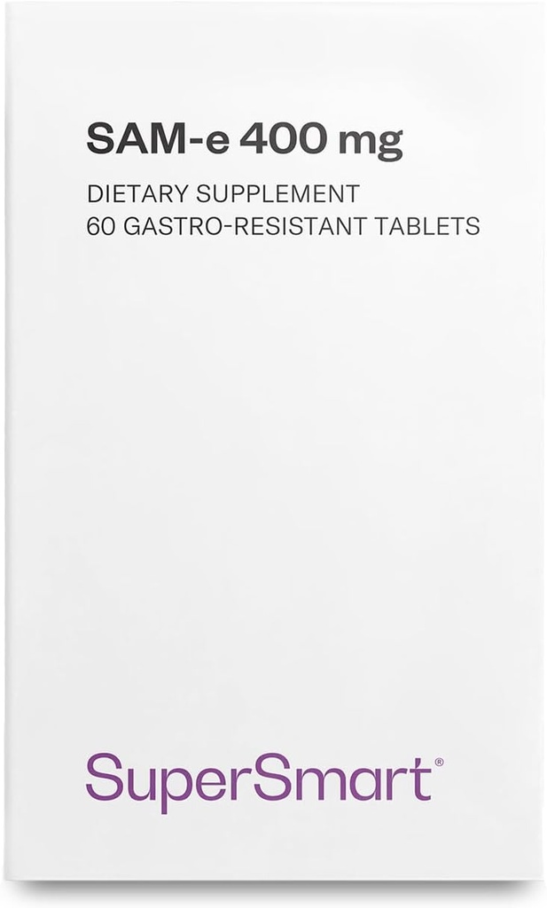 Supersmart - SAM- e 400mg (80% Aktiv Isomer S, S) - Advanced S- Adenosyl Methionin SAM- e Supplement- 124; Non- GMO & Gluten Free - 60 Enteric Coated Tablets