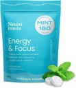 NeuroGum Energy Koffein Mints (180 stykker) - Sukker fri med L- theanin + Natural Koffein + vitamin B12 & B6 - Nootrop Energy & Focus Supplement for kvinder & mænd - Keto & Vegan, pebermynte Flavor