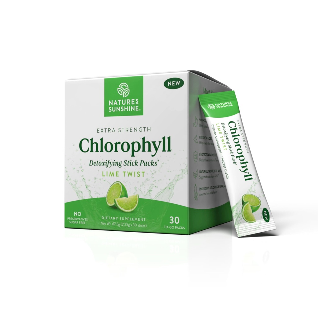 Naturens solskin Chlorophyll stick pakker: Supercharge din Detox og Boost Gut sundhed i praktisk, lækker Stick pakker (Lime Twist)