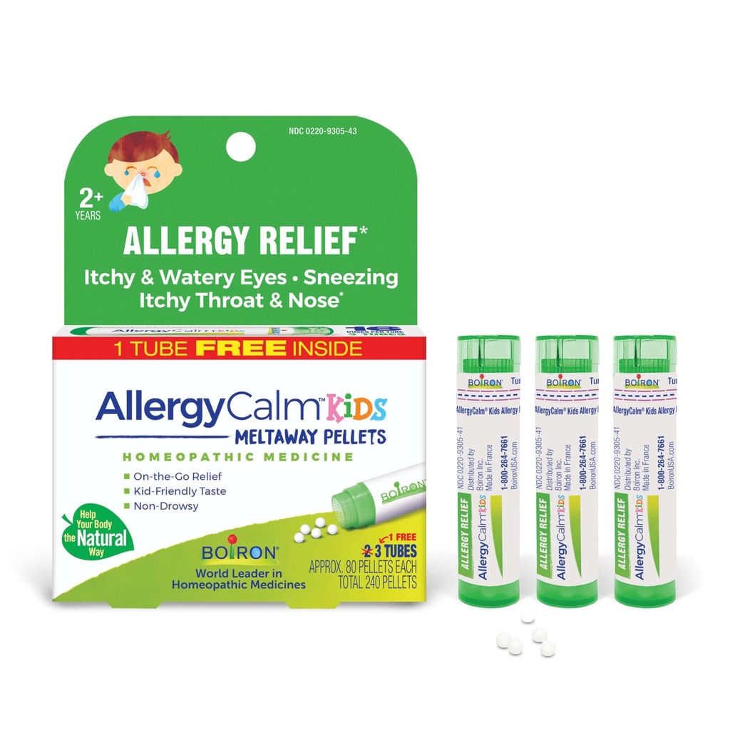 Boiron AllergyCalm Kids Homøopatisk Medicin for Allergy Relief 3 Tubes Box