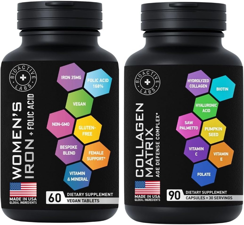 Skønhed Collagen Complex og Vegansk jerntilskud til kvinder - Alder Defense Bundle