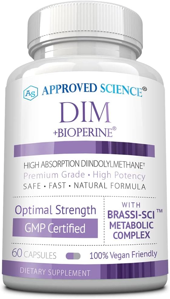 Godkendte Science DIM - Østrogen Metabolisme Support - DIM, Broccoli Sprut, Sennepsfrø, Calcium D, BioPerine - Vegan - 1 flaske - 60 kapsler