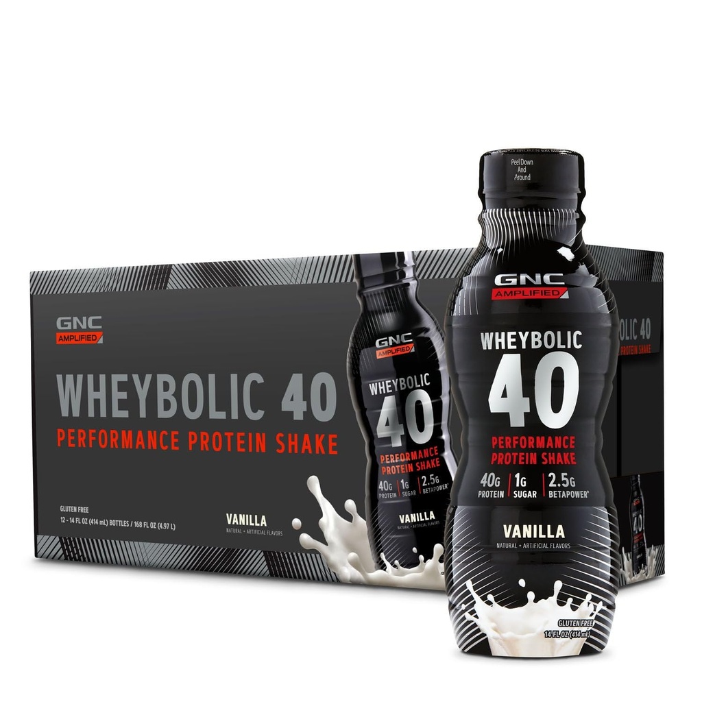 GNC AMP Wheybolc 40 - Vanilla - 14oz. (12 flasker)