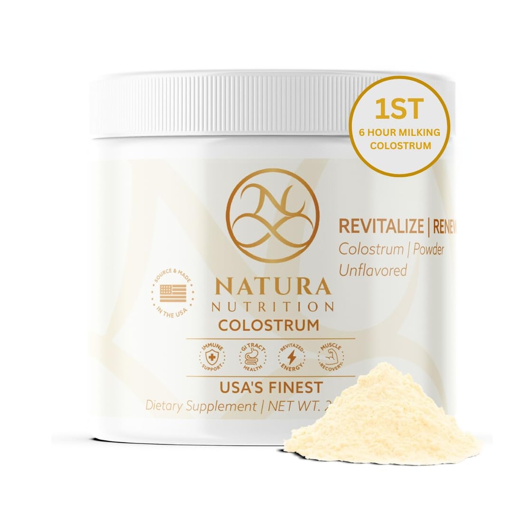 Grass- Fed Bovine Colostrum Powder - 100% Ren, First Malking - Natural IgG 25% - Gut, Immun & Recovery Support - USA Sourced, Additive- Free - 60 Servere