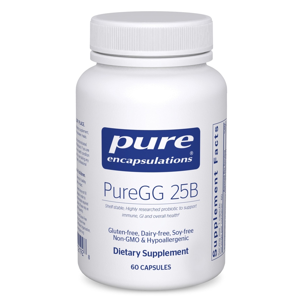 Pure indkapsninger PureGG 25B ttesmå 124; fremmer GI og immunforsvar på tværs af alle aldre; 124; 60 kapsler