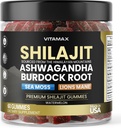 Organic Shilajit Gummies, Sea Moss, Ashwagandha, 105 + Trace Minerals - Organic Burdock Root & Lions Mane Mushroom - Watermelon Flavor - Vegan & Non- GMO - Made in USA - 60ct