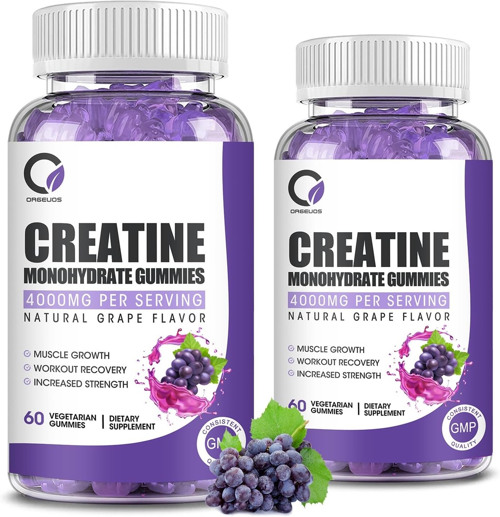 Creatin monohydrat Gummies Muskelstyrke for mænd og kvinder, Energi Boost før arbejde supplement - Grape Flavor