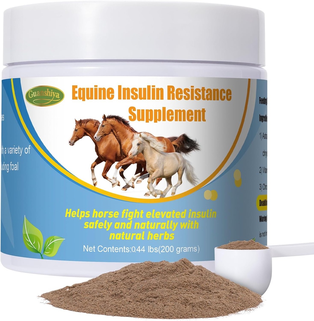 Insulinresistenstillæg for heste, understøttende heste med forhøjede insulinniveauer, Laminitis, Cushings syndrom, Kronisk Sore Feet, Tilbage til græsplænen, 0, 44 lbs