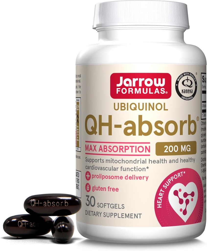 Jarrow Formulas CoQ10 200mg Softgels - 30 Day Supply, Ubiquinol Co Q 10 Supplement for kardiovaskulær sundhed, 30 Softgels