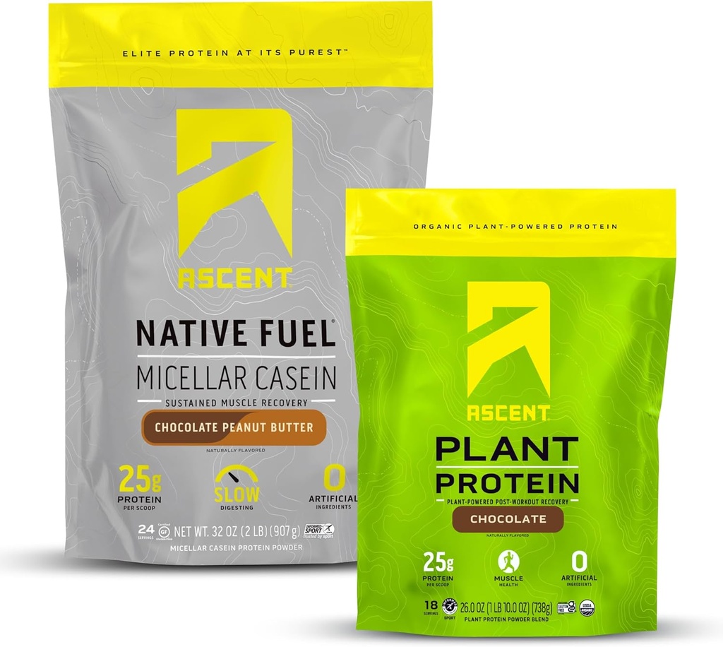 Duft Casein Protein Pulver Chokolade Jordnøddesmør 2 LB & Plant Protein Powder Chokolade 18 Servering