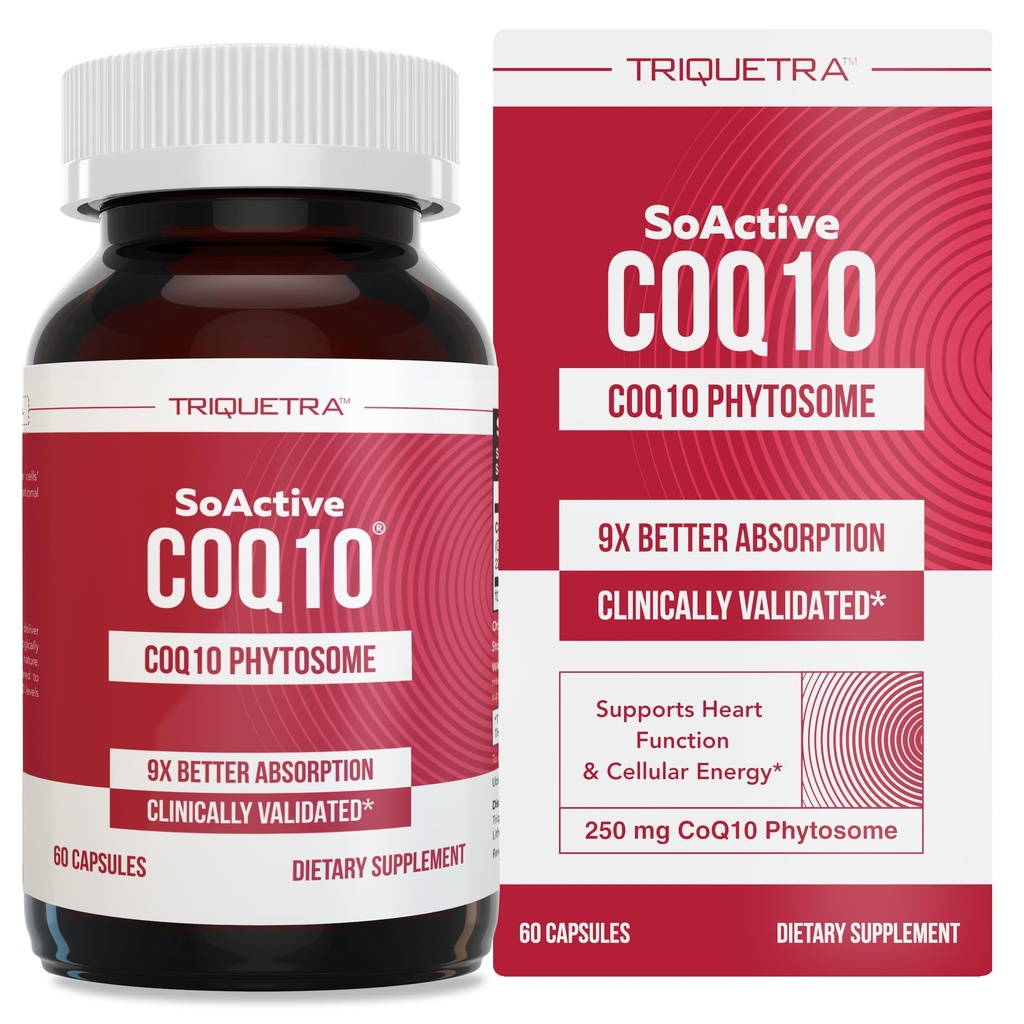 SoAktiv CoQ10 ® 250 mg: CoQ10 Phytosome med op til 9X Højere Absorption - Proven Cellular Levering - Understøtter cellulær energiproduktion (60 kapsler)