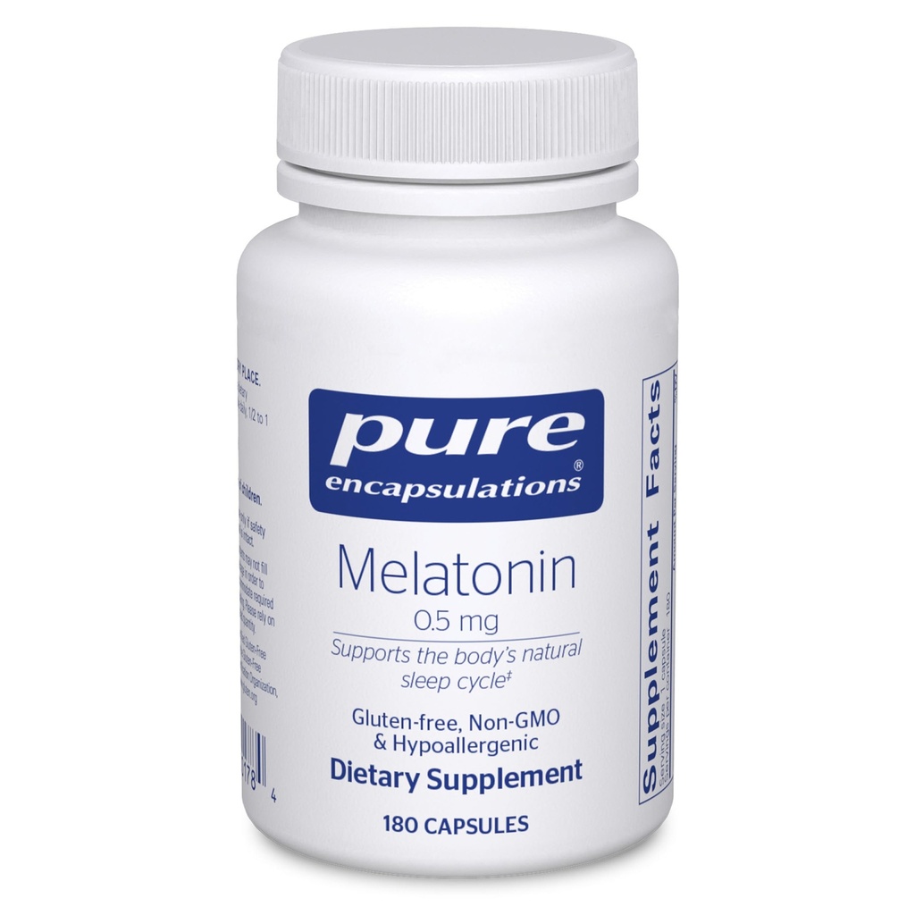 Ren indkapsling Melatonin 0, 5 mg - Natural Sleep Helper til sengetid - Regulerer Sleep- Wake Cycle - 0, 5 mg Melatonin - Vegan & Non- GMO - 180 kapsler