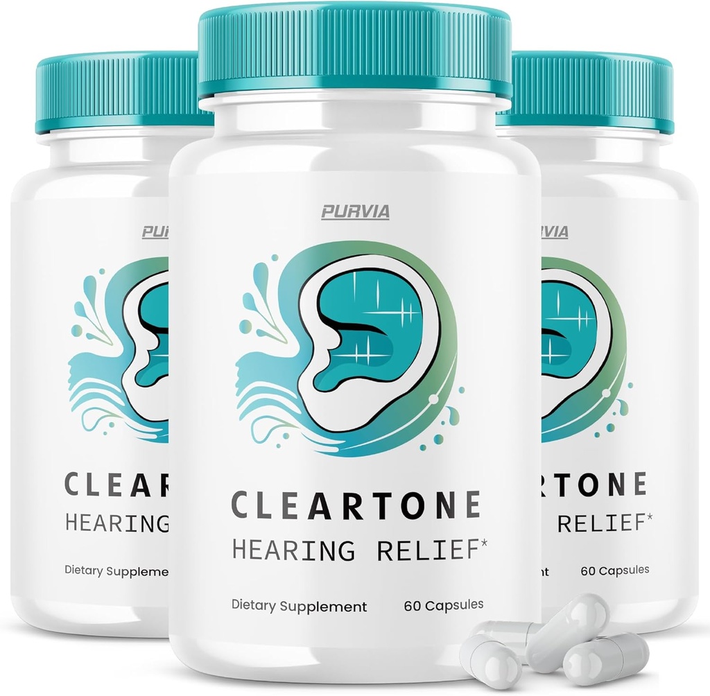 (3 Pack) Cleartone Pills - Official Formula - Cleartone Tinnitus Hearing Support Pills, Clear Tone Pills Hearing Relief Maximum Strength Formula Clear Tone Advanced Vitamin Supplement (180 Capsules)