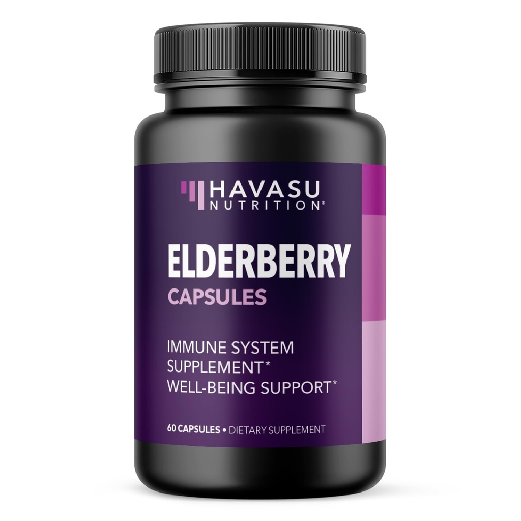 Sambucus Black Elderberry Capsules - immunsupport for voksne - 400mg af ekstrakt per servering for total wellness - Vegetarisk-venlig, ikke-GMO, Unflavored - 60 Greve, 2 Måned Supply