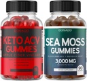 Keto ACV Gummies (90 Greve) for vægttab Advanced Formel og Irish Sea Moss (90 Greve) med Bladderwrack for Energy & Immunsupport - Vegan Safe - Non- GMO & Made in USA - 90 Gummies