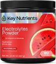 KEY NUTRIENSER Multivitamin Electrolytes Powder No Sugar for Recovery - Forfriskende Watermelon Electrolyte Powder - Hydration Powder - Ingen kalorier, Gluten Free Electrolytes Powder - 90 Servering