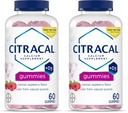 CITRACAL Calcium Supplement Gummies, Chewable Calcium med vitamin D3, Understøtter Bone Sundhed, Calciumtykkere for alderen 12 +, Natural Raspberry Flavor, 60 Greve (Pack of 2)