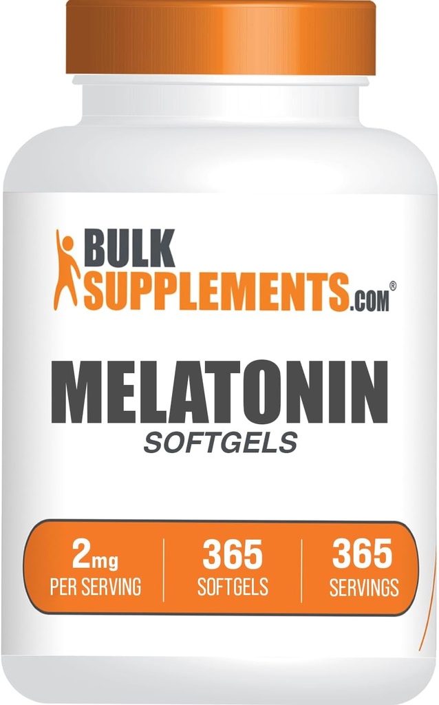 BulkSupplements.com Melatonin Softgels - Melatonin Supplement, Sleep Aids for Adults - Gluten Free, 1 Softgel per Serving (2mg), 365 Count (Pack of 1)