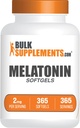 Bulk Supplements.com Melatonin Softels - Melatonin Supplement, Sovestøtte til voksne - Gluten Free, 1 Softgel per Serving (2 mg), 365 Greve (pakke med 1)