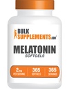BulkSupplements.com Melatonin Softgels - Melatonin Supplement, Sleep Aids for Adults - Gluten Free, 1 Softgel per Serving (2mg), 365 Count (Pack of 1)