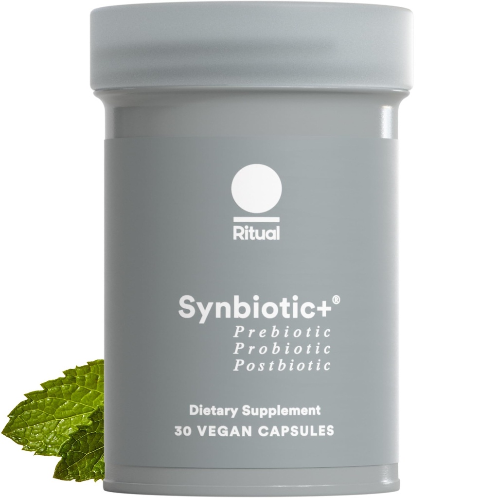 Ritual Synbiotic + Probiotic, Prebiotic, Postbiotic, 3- in-1 Supplement for Gut Sundhed og fordøjelsesstøtte, regelmæssighed, Bloat, Immunum, Vegan Forsinket - Udgivet Daglig Capsule, Kvinder og Mænd, 30 dag