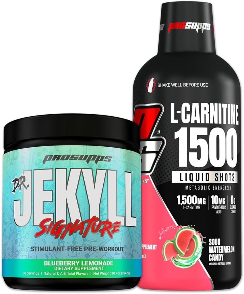 PROSUPPS Dr. Jekyll Signature Blåbær Lemonade og L- Carnitin 1500 Sour Watermelon Candy Bundle