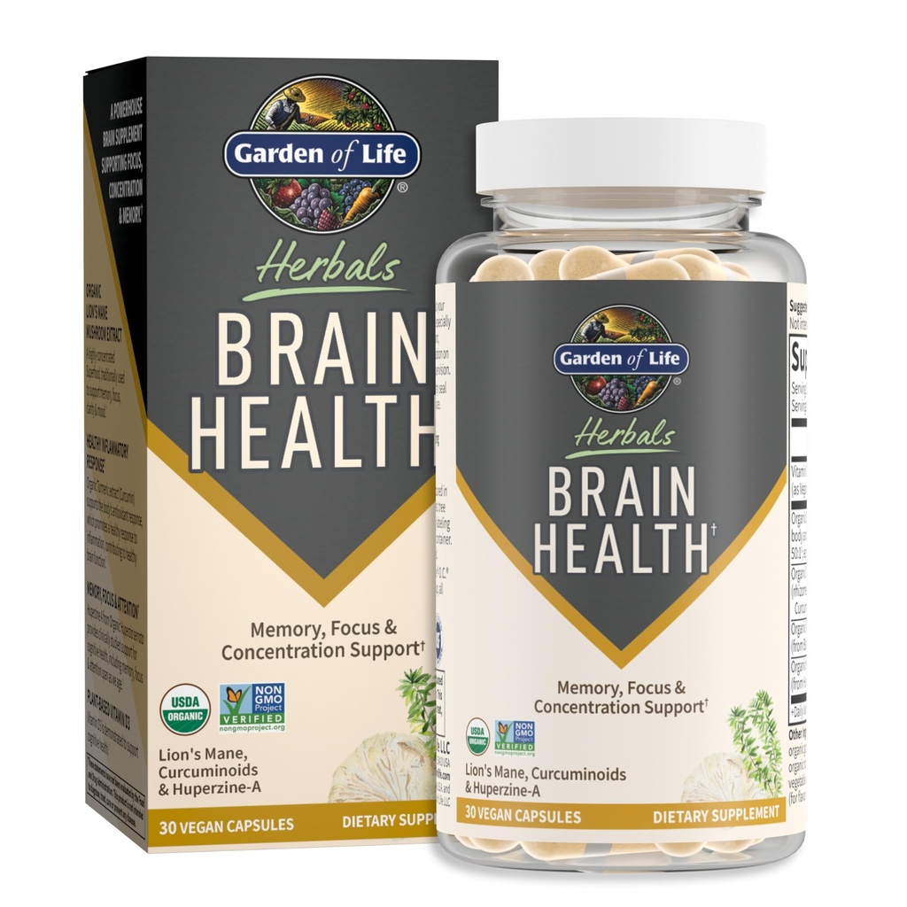 Life Brain Health supplement med Organic Lions Mane & Gurkemeje, Non- GMO, Glutenfri, Mint Flavor - for hukommelse, fokus og sund hjerne funktion