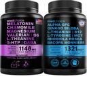 MEDCHOICE Sleep Melatonin (90ct) og Nootrop Brain (60ct) Supplement Bundle - Wellness Duo til søvn, Brain, Focus, & Mood Support - Vegan, Non- GMO, Gluten- Free