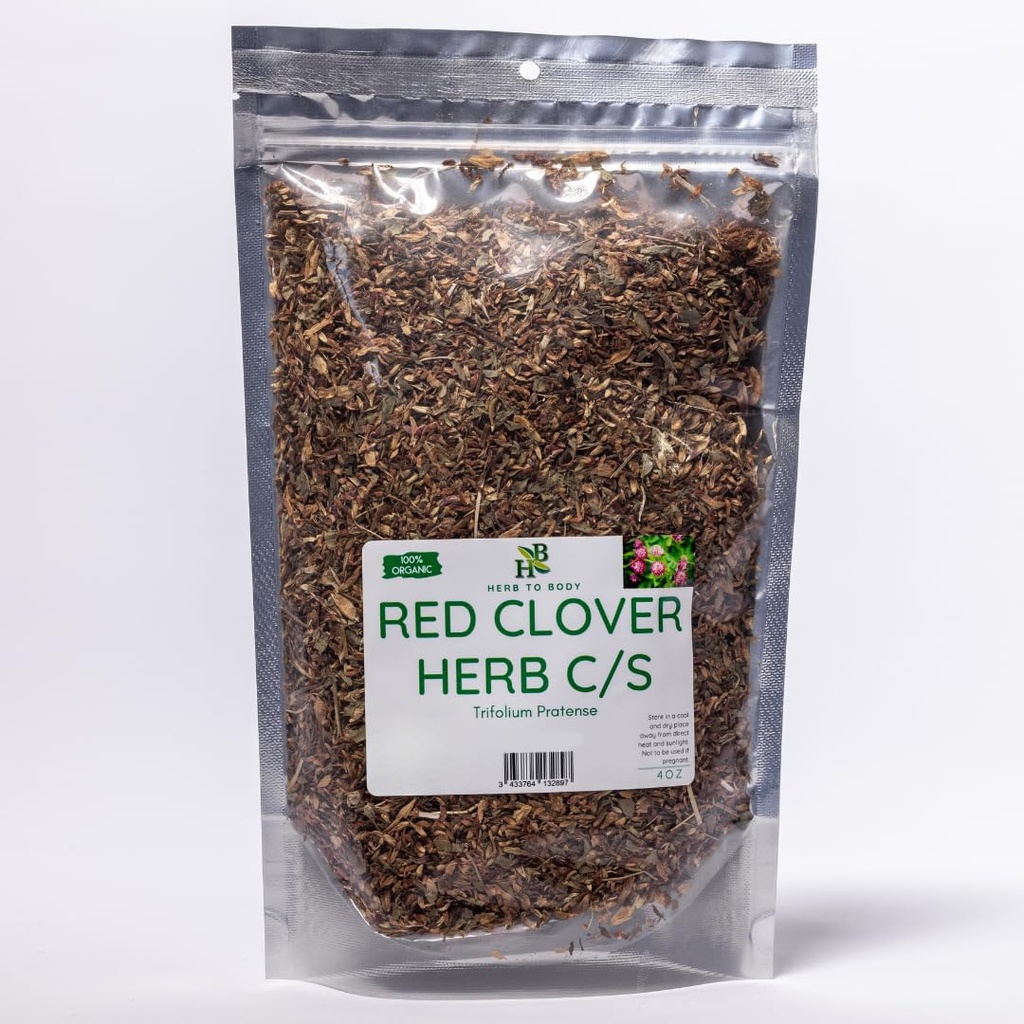 Herb To Body Red Clover Herb Cut & Sifted - 4oz, Wildcrafted Trifolium Pratense for Red Clover Tea, Extracts, Tinctures, and Traditional Herbal Preparations