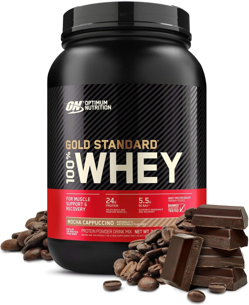 OPTIMUM NUTRITION GOLD STANDARD 100% Whey Protein Powder, Mocha Cappuccino, 2 Pund