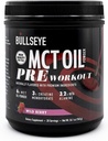 Bullseye MCT Oil Pre Workout Supplement - Creatine monohydrat, Medium Chain triglycerider, Beta Alanine, Koffein, L- Citrullin, Muscle Gainer, Focus, Endurance, Energy -20 Servering - Wild Berry
