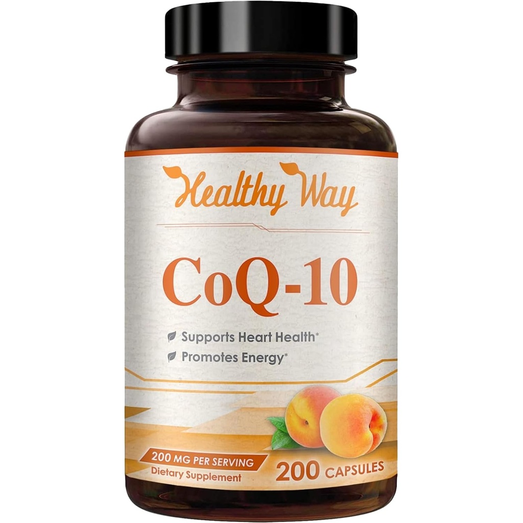Coenzym Q10 200mg CoQ10 Supplement - En gang daglig CoQ10 200mg Powder Capsules for Heart Health, Antioxidant & Energy Support - Non- GMO, Quick Absorption Ubiquinone Q10 Coenzym (Single)