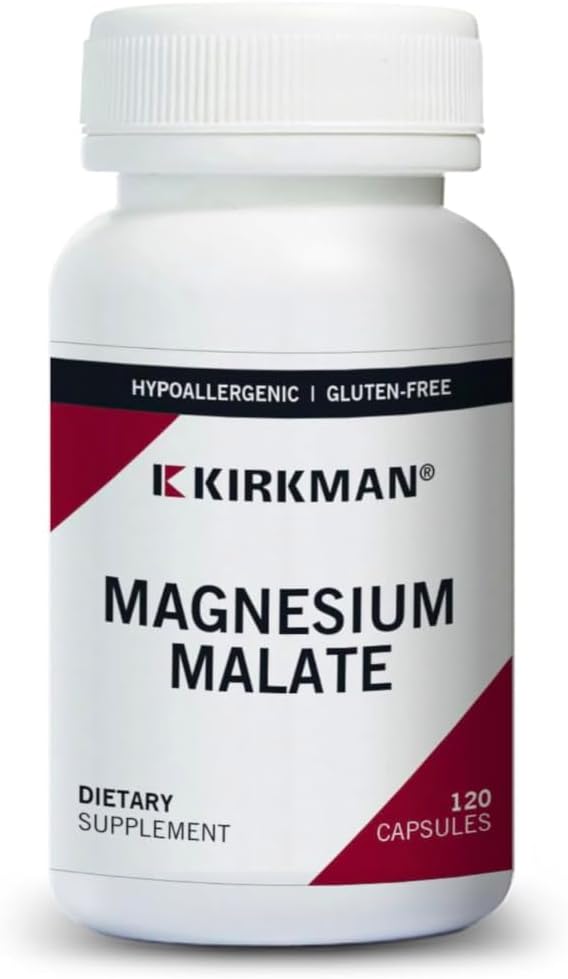 Kirkman - Magnesium Malate 800 mg - 120 Capsules - Supports Restful Sleep - Relaxes Nerves & Muscles - Hypoallergenic