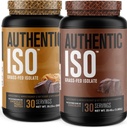 Jacked Factory Authentic ISO Grass Fed Whey Protein Isolate Powder - Low Carb, Non-GMO Muscle Building Protein w/No Fillers (Chocolate Peanut Butter, 30sv) & (Chocolate, 30sv)