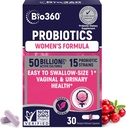 Bio360 Probiotika til kvinder Vaginigal sundhed - Understøtter pH balance, Vaginal, Urinary, & fordøjelsessundhed - 50 Millioner CFU & 15 Unik Sunde Vaginal Odor & Vaginal Flora - Hylde stable