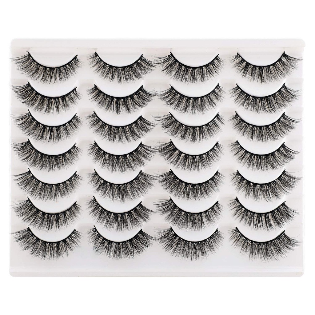 Nyligt blænder Falsk Eyelases Katteøjne Wispy Natural Faux Mink Lass 14 Par Pack Light Volume Short Fake Eye Lass Multipack