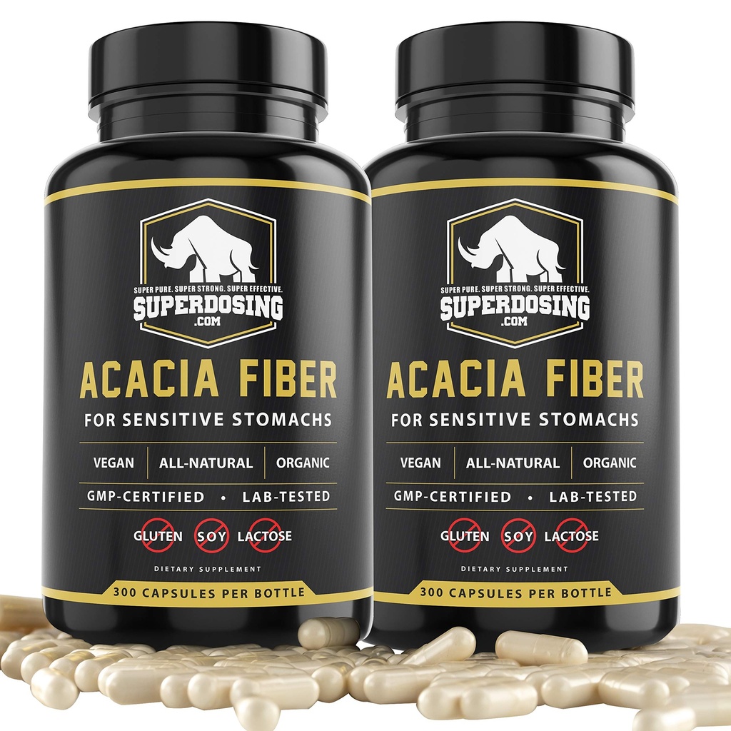 Hurtig fungerende, Økologisk Acacia Senegal Fiber Kapsler 600pk. Naturlige Opløselige Fiber supplement Pille. Vegansk Prebiotiske Kapsler.