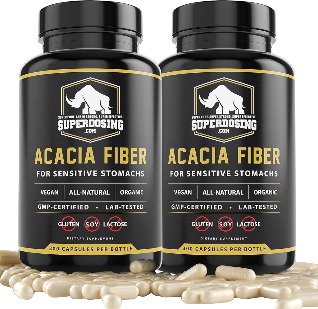 Hurtig fungerende, Økologisk Acacia Senegal Fiber Kapsler 600pk. Naturlige Opløselige Fiber supplement Pille. Vegansk Prebiotiske Kapsler.
