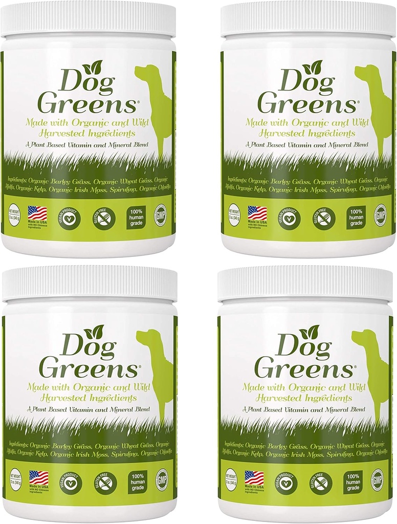 Organisk Plant- baseret supplement til hud, Coat, fordøjelse og immunforsvar hos hunde (12 oz); Natural, Holistisk og Vet Godkendt, Tilføj til hund mad, Hjemmelavet hund mad, Rå hund mad, Vegan, 4 Pack