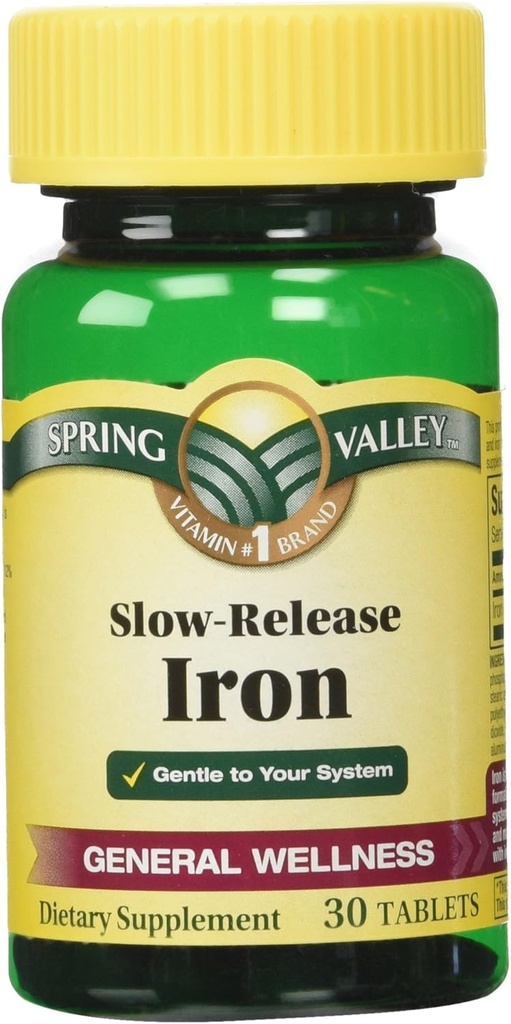 Spring Valley Slow Release Iron, 30 tabletter (1)